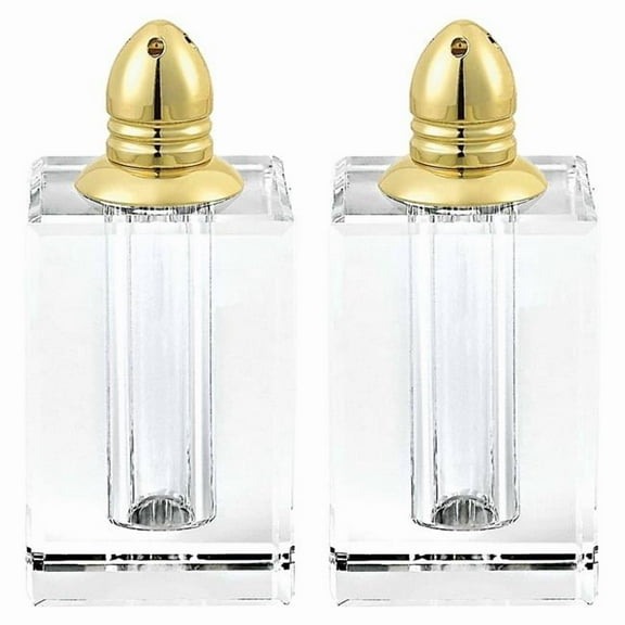 HomeRoots 376094 Handcrafted Optical Crystal & Gold Large Size Salt & Pepper Shakers