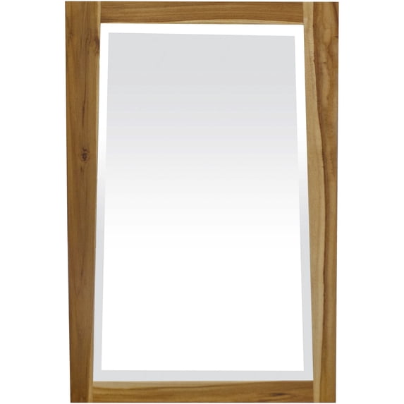 Compact Teak Wall Mirror in Natural Finish