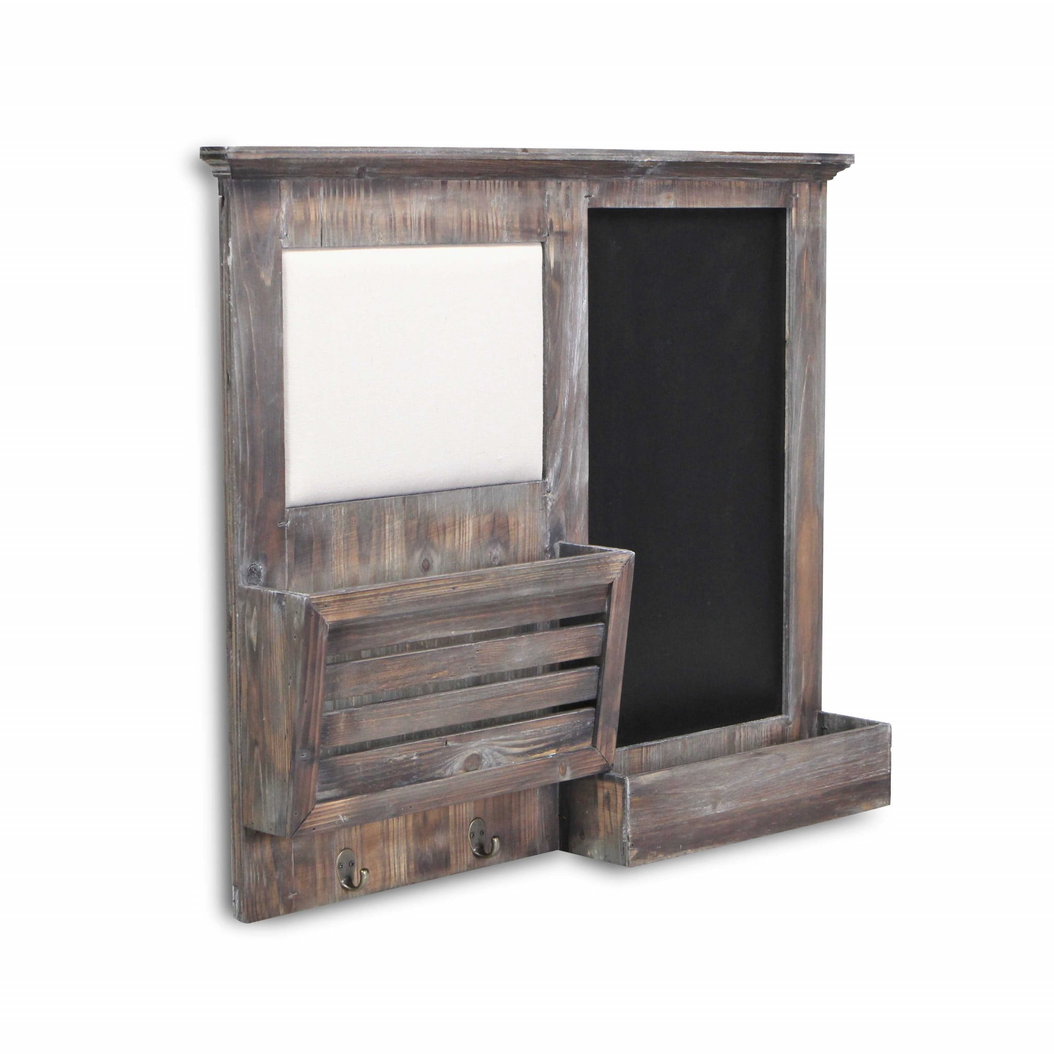 Gray Wooden Wall Chalkboard with Side Storage Bask