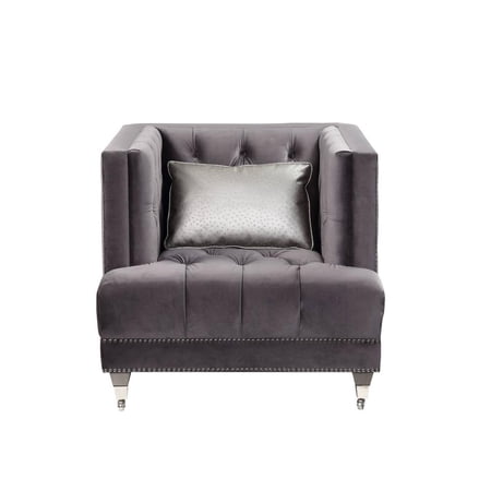 HomeRoots 38" Black Tufted Arm Chair