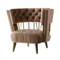 thumbnail image 1 of 38" Dark Beige Velvet And Gold Exposed Back Accent Chair, 1 of 6