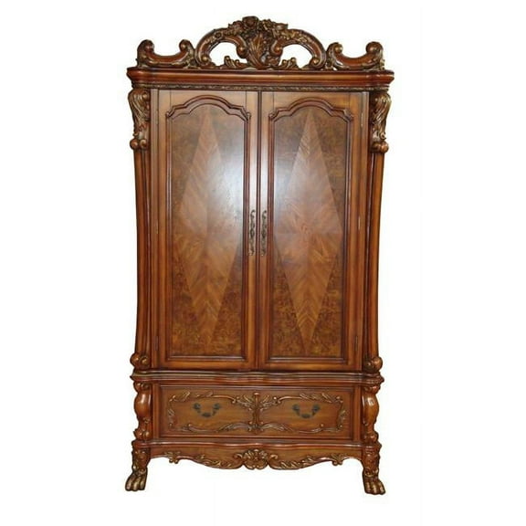 38" X 82" X 38" Cherry Oak Wood Poly Resin TV Armoire