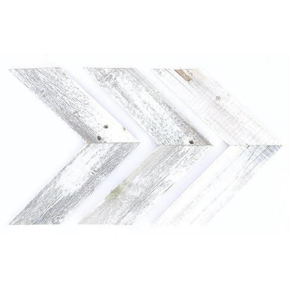 HomeRoots 380347 White Wash Reclaimed Wood Chevron Arrow - Set of 3