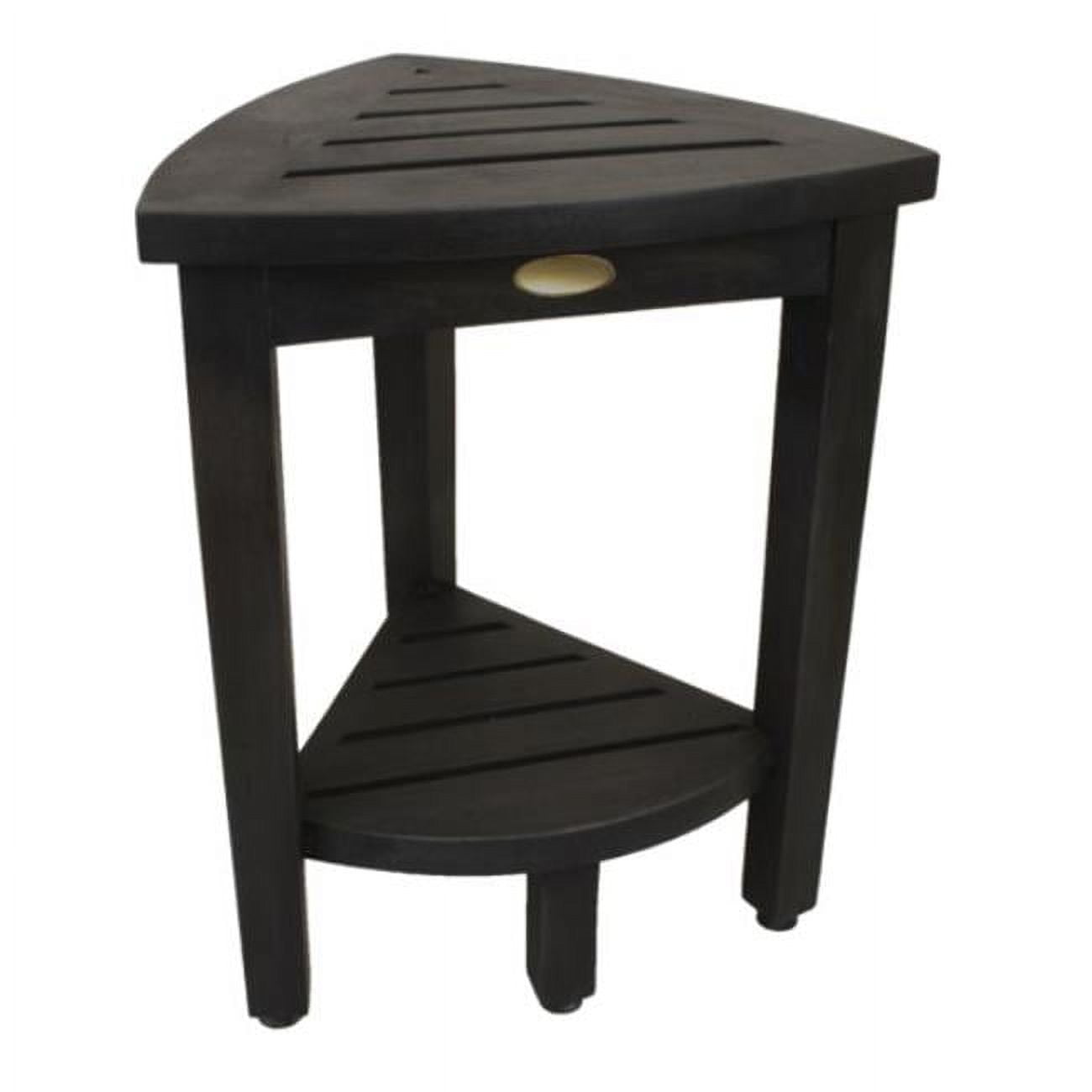 Mod Gray 18" Teak Curvilinear Corner Shower Bench with Shelf