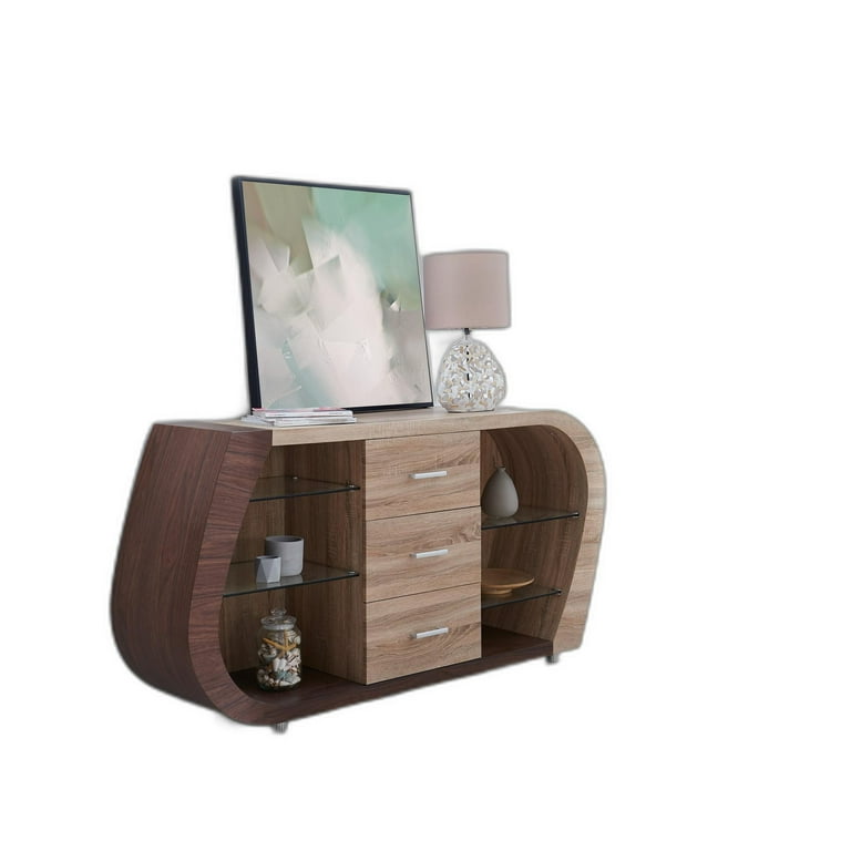 Oak And Walnut Multi Tone Buffet With 3 Drawers Oak And Walnut Multi Tone Buffet With 3 Drawers