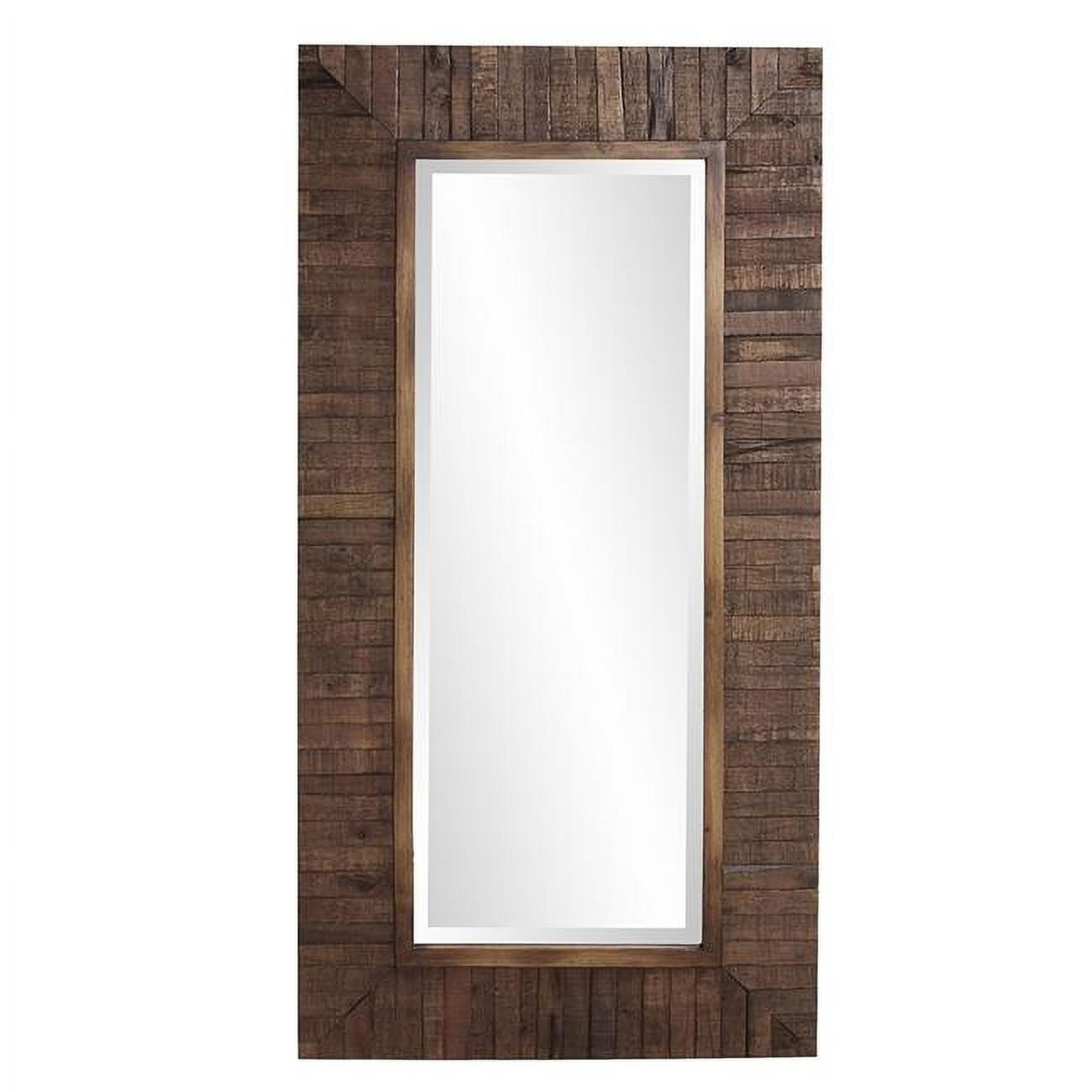 Rectangular Walnut Wood Mirror with Gold Trim