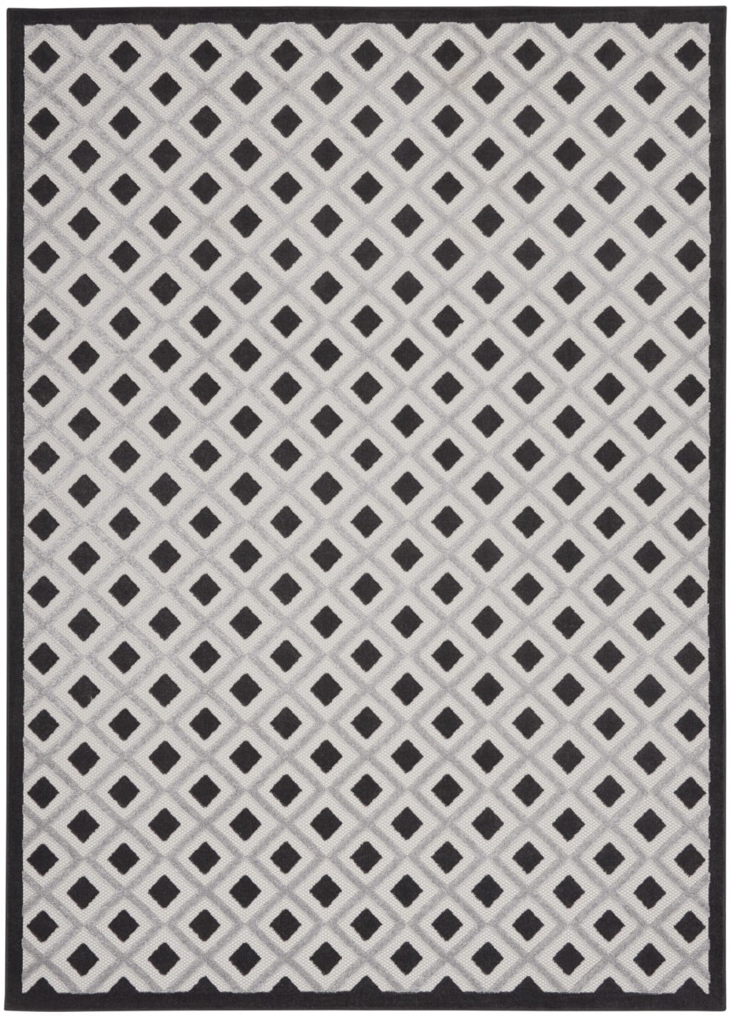 Black and White Diamond Pattern Indoor Outdoor Rug