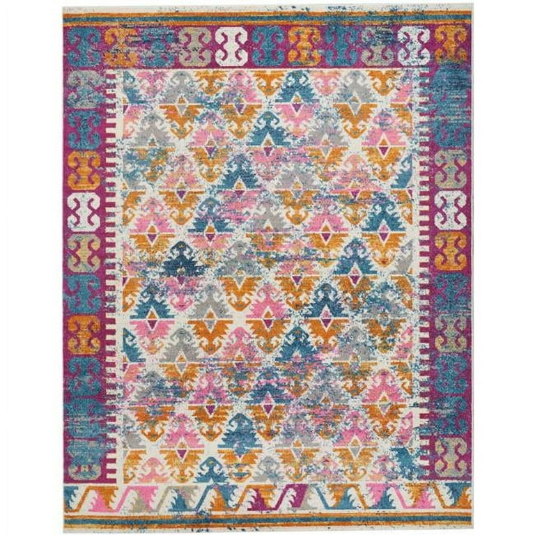 HomeRoots 385390 8 x 10 ft. Ivory & Magenta Tribal Pattern Area Rug