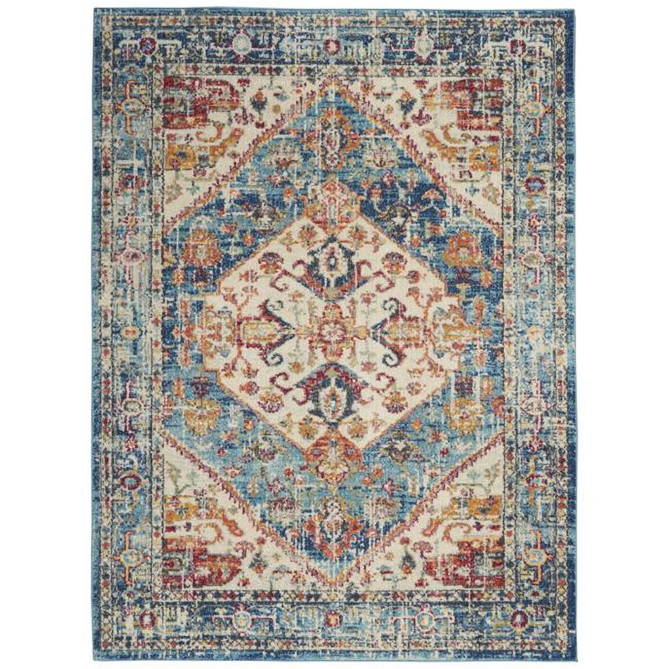 HomeRoots 385548 4 x 6 ft. Ivory & Light Blue Distressed Area Rug