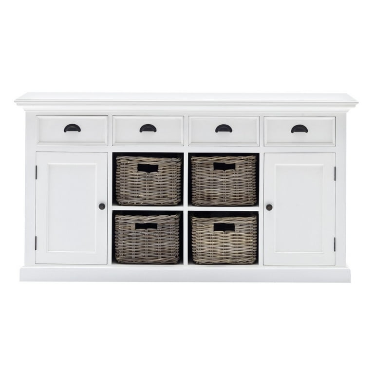 Modern Farmhouse White Buffet With Baskets Modern Farmhouse White Buffet With Baskets