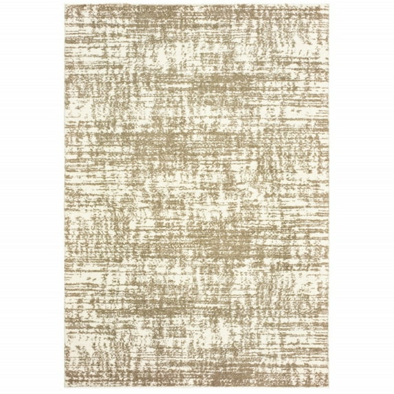 10’x13’ Ivory and Gray Abstract Strokes Area Rug