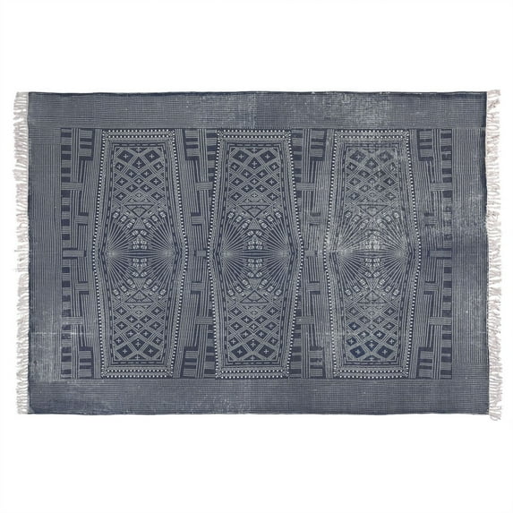 8’ x 10’ Blue and Ivory Batik Area Rug