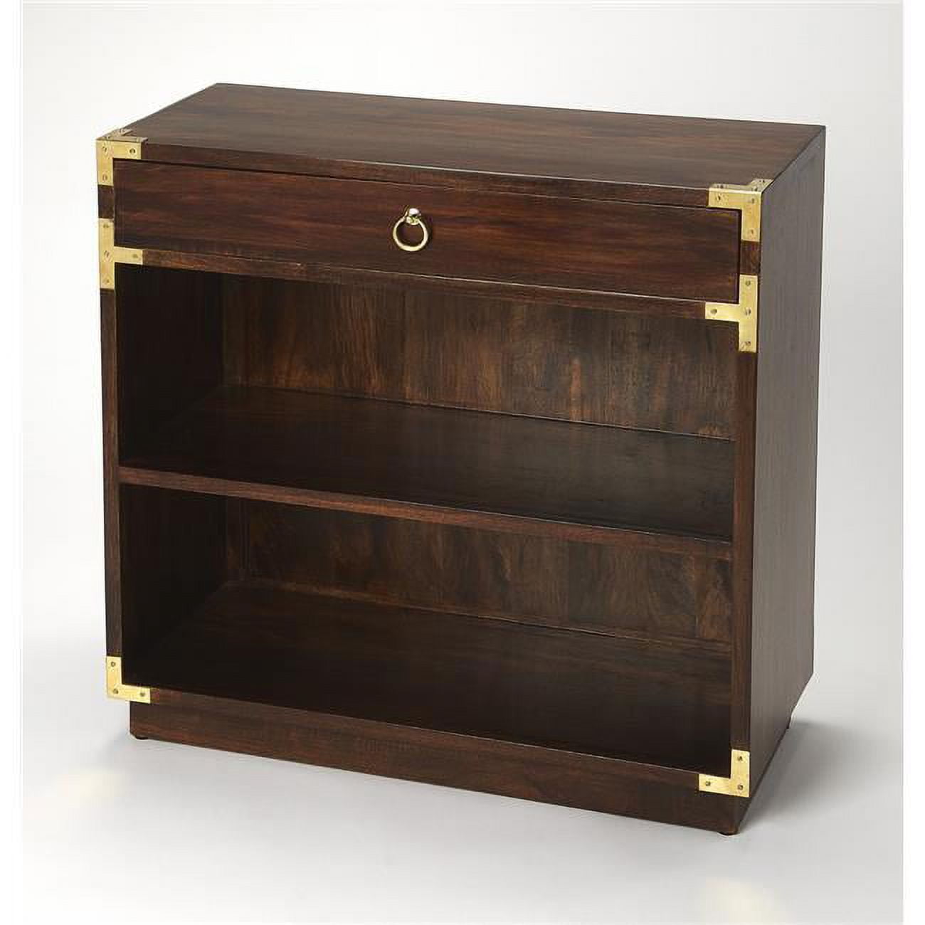 Forster Dark Brown Wood Campaign Kids' Bookcase with Drawer