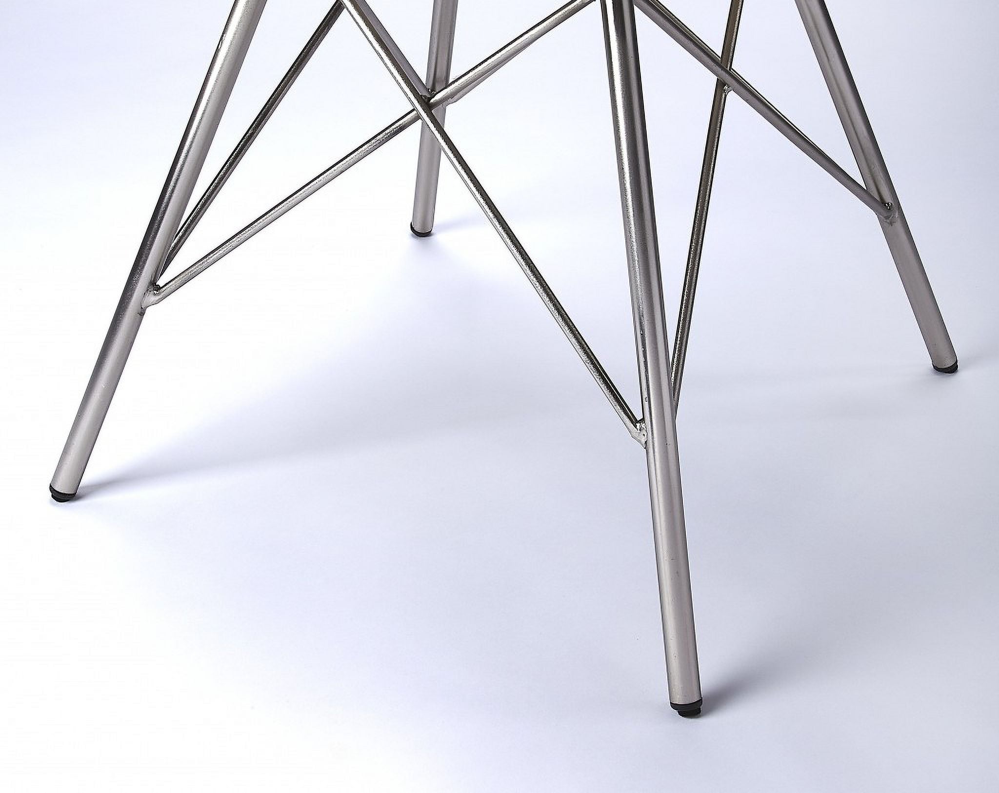Eiffel Tower Inspired 31.5'' White Leather & Nickel Accent Chair