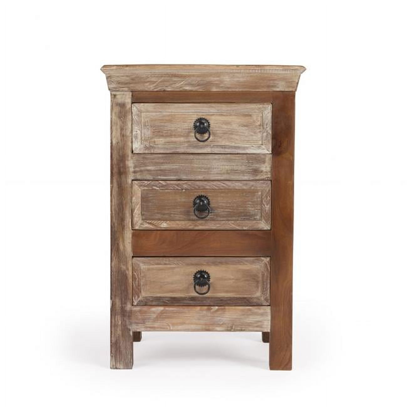 Arya 16" Multicolor Rustic Reclaimed Wood 3-Drawer Accent Chest
