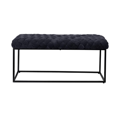 HomeRoots 39" Black Upholstered Velvet Bench
