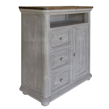 HomeRoots 39" Gray Solid Wood Three Drawer Chest
