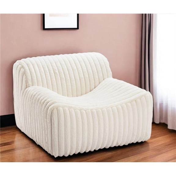 HomeRoots 564973 39 in. Cream Faux Fur Tufted Lounge Chair