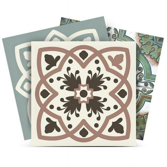 HomeRoots 390860 6 x 6 in. Vintage Sage Mosaic Peel & Stick Removable Tiles
