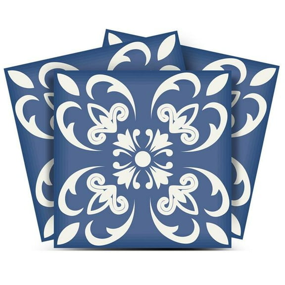 HomeRoots 390892 8 x 8 in. Wedgwood Blue & White Peel & Stick Removable Tiles