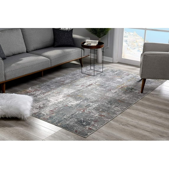 2’ x 4’ Gray and Ivory Abstract Area Rug