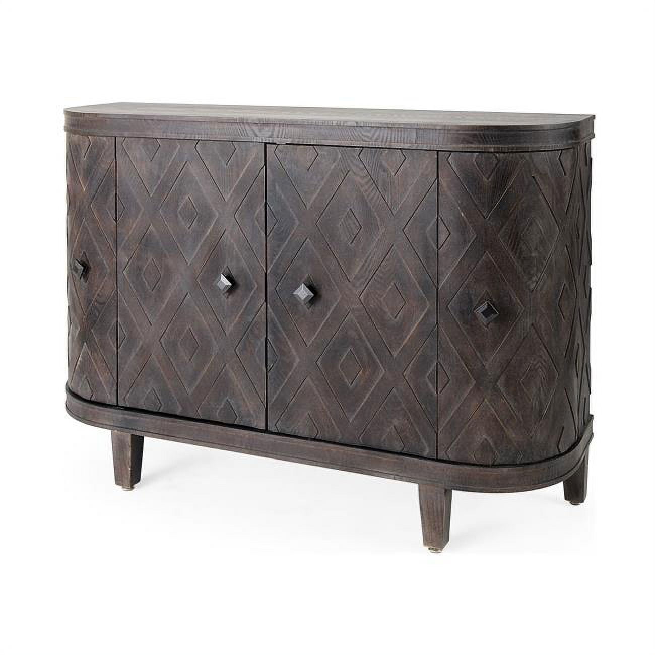 Curved Dark Brown Diamond Pattern Four Door Cabinet Curved Dark Brown Diamond Pattern Four Door Cabinet
