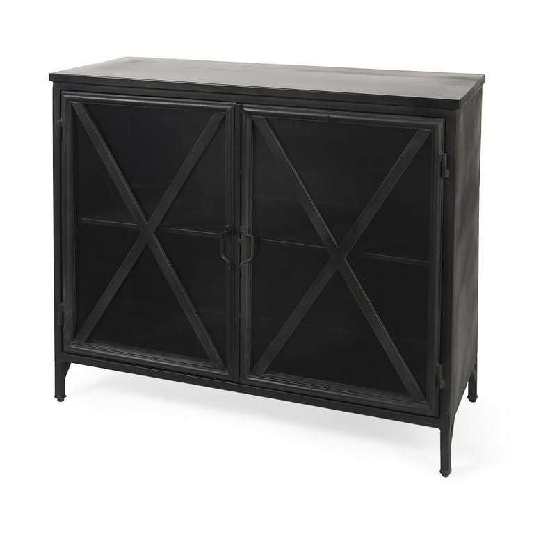 Rustic Black Metal Cabinet With Glass Doors Rustic Black Metal Cabinet With Glass Doors