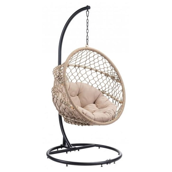 HomeRoots 392016 76.8 x 41.7 x 44.1 in. Rope Weave Beige Hanging Chair