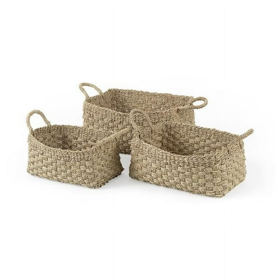 HomeRoots 392164 Brown Weaved Wicker Storage Baskets - Set of 3