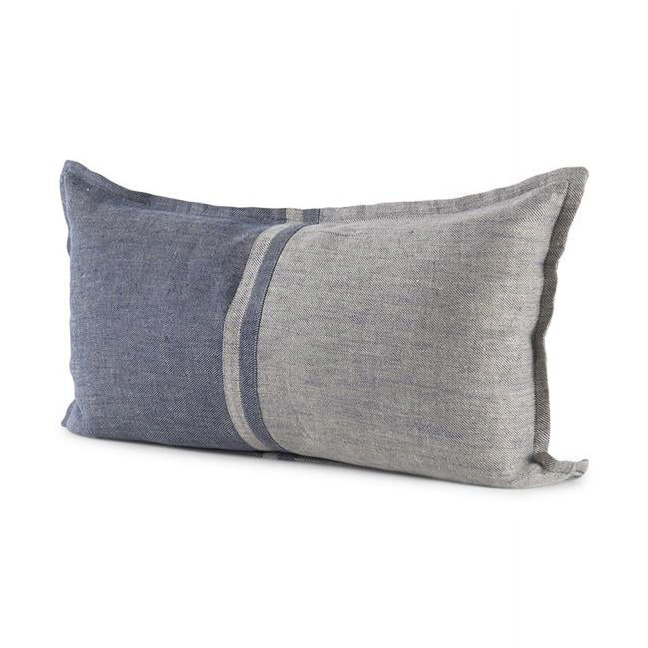 Stonewashed Gray and Blue Linen Lumbar Pillow Cover