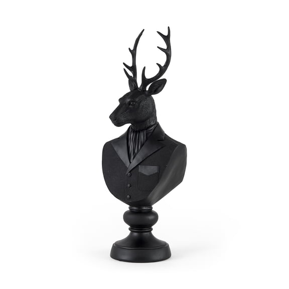 HomeRoots 392529 Black Resin Suited Deer Bust Sculpture