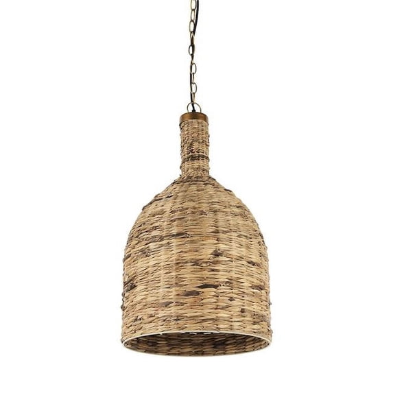 HomeRoots 392845 27 x 16 x 16 in. Brown Wicker Hanging Pendant Light