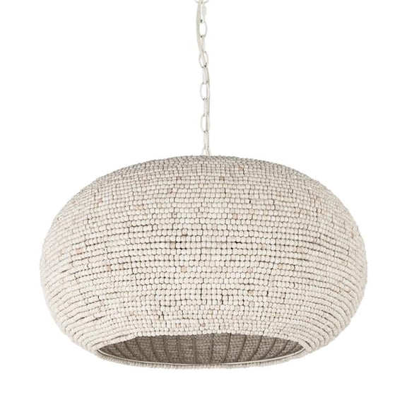 HomeRoots 392848 Beaded Hanging Chandelier Light, White