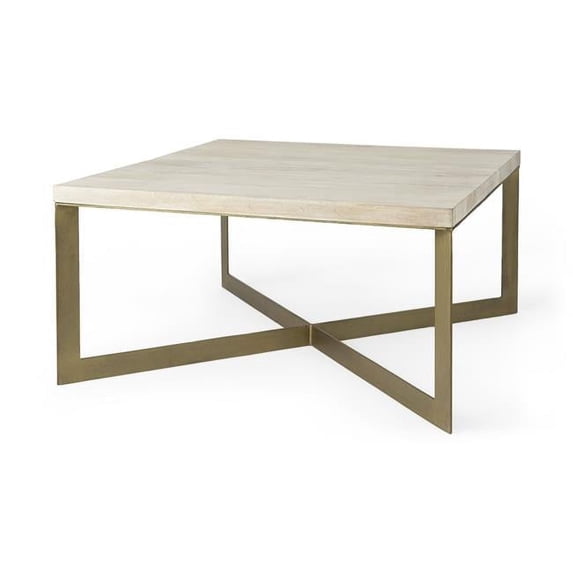 HomeRoots 393162 34 in. Light Brown Wood & Metal Coffee Table