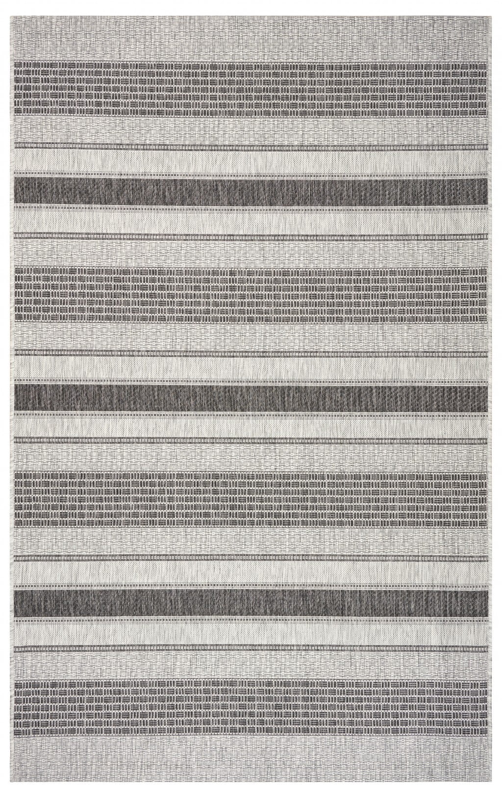 Elegant Gray Stripe 8' x 10' Synthetic Indoor/Outdoor Area Rug