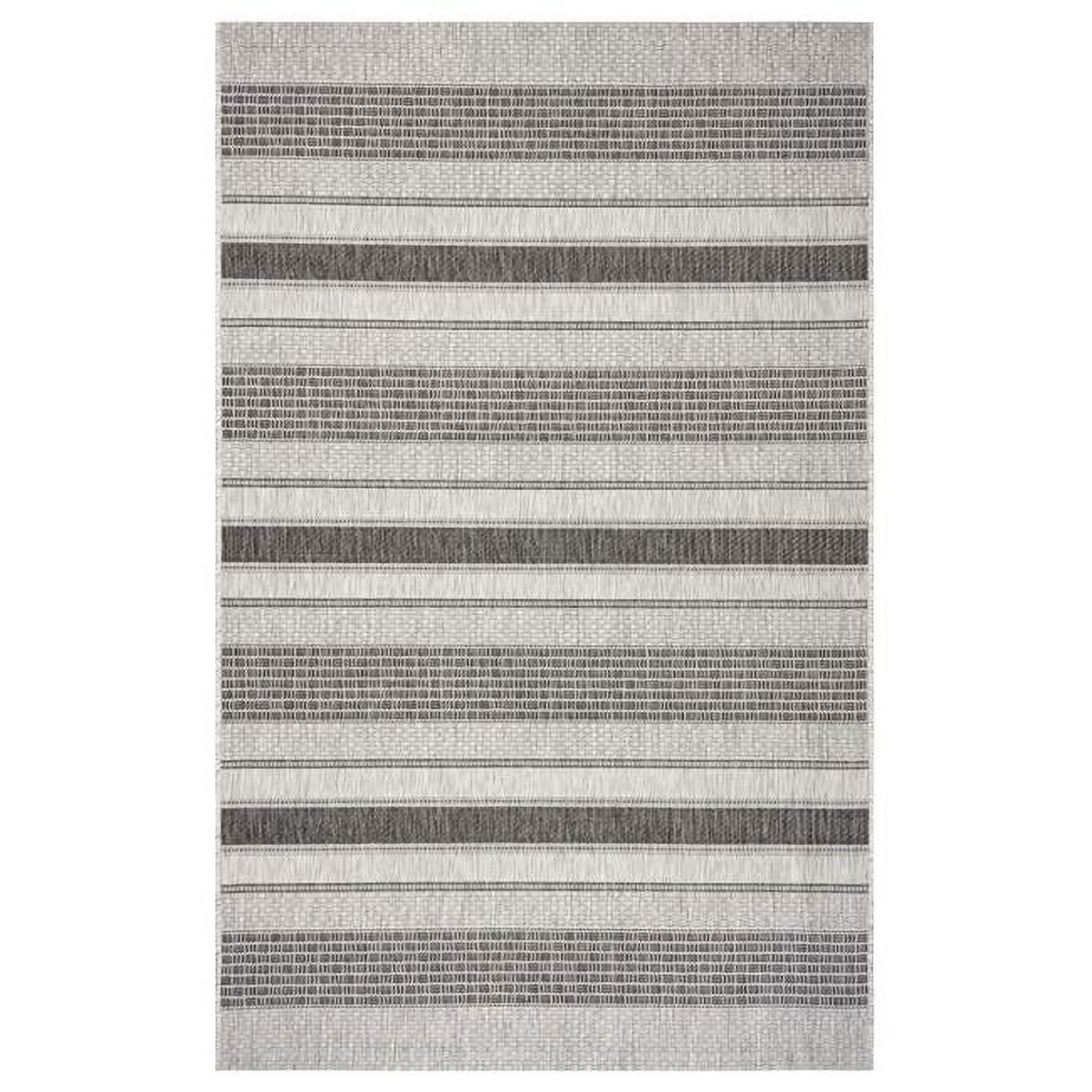 Elegant Gray Stripe 8' x 10' Synthetic Indoor/Outdoor Area Rug