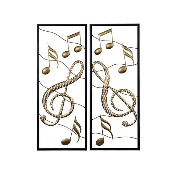 HomeRoots 396763 Gold & Black Musical Frames - Set of 2