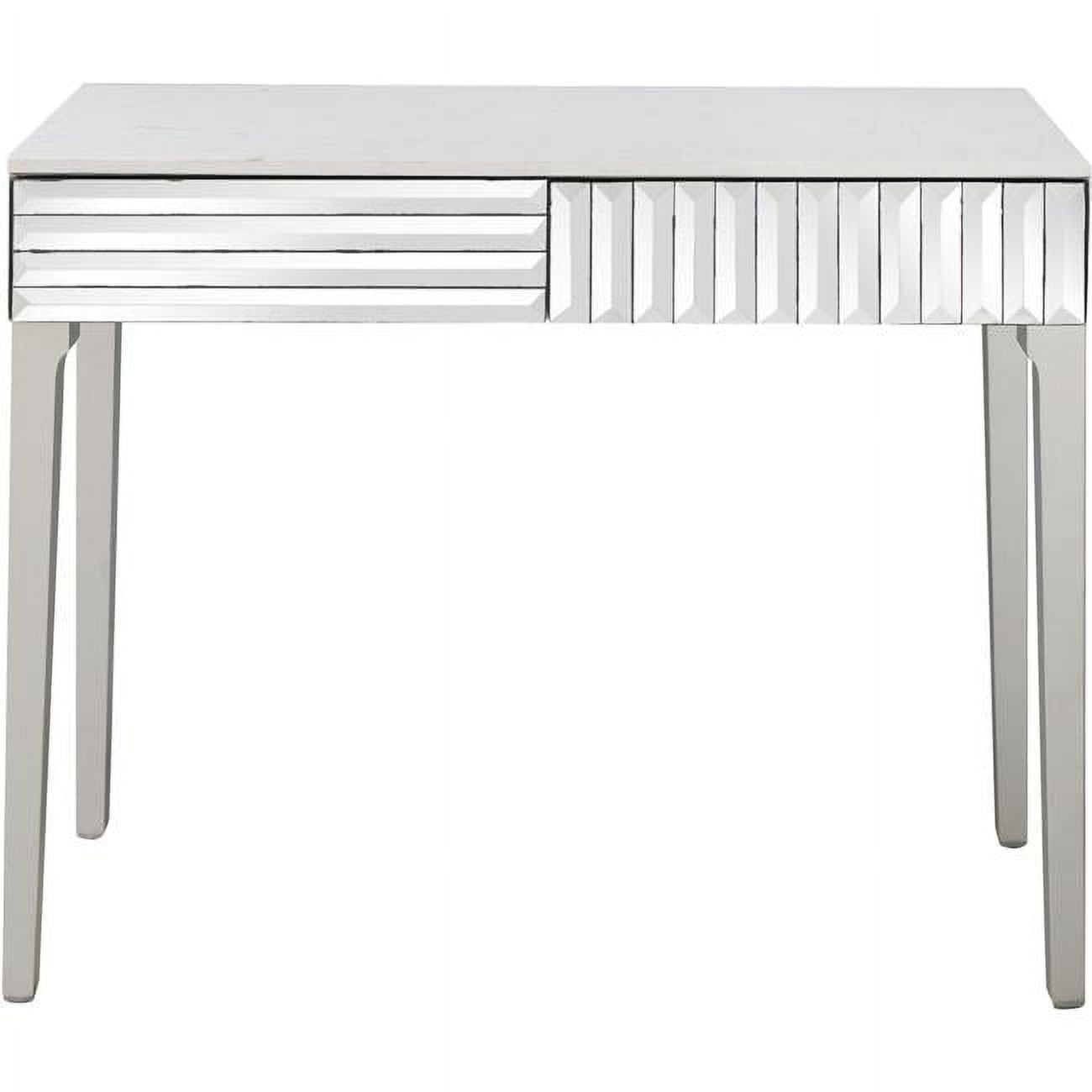 Elegant Antique Silver Mirrored Console Table with Storage