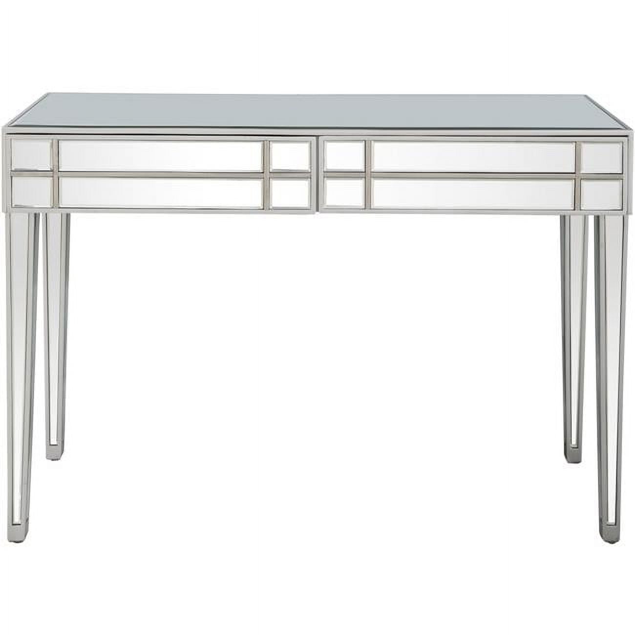 Contemporary Silver Stainless Steel Mirrored Console with Storage