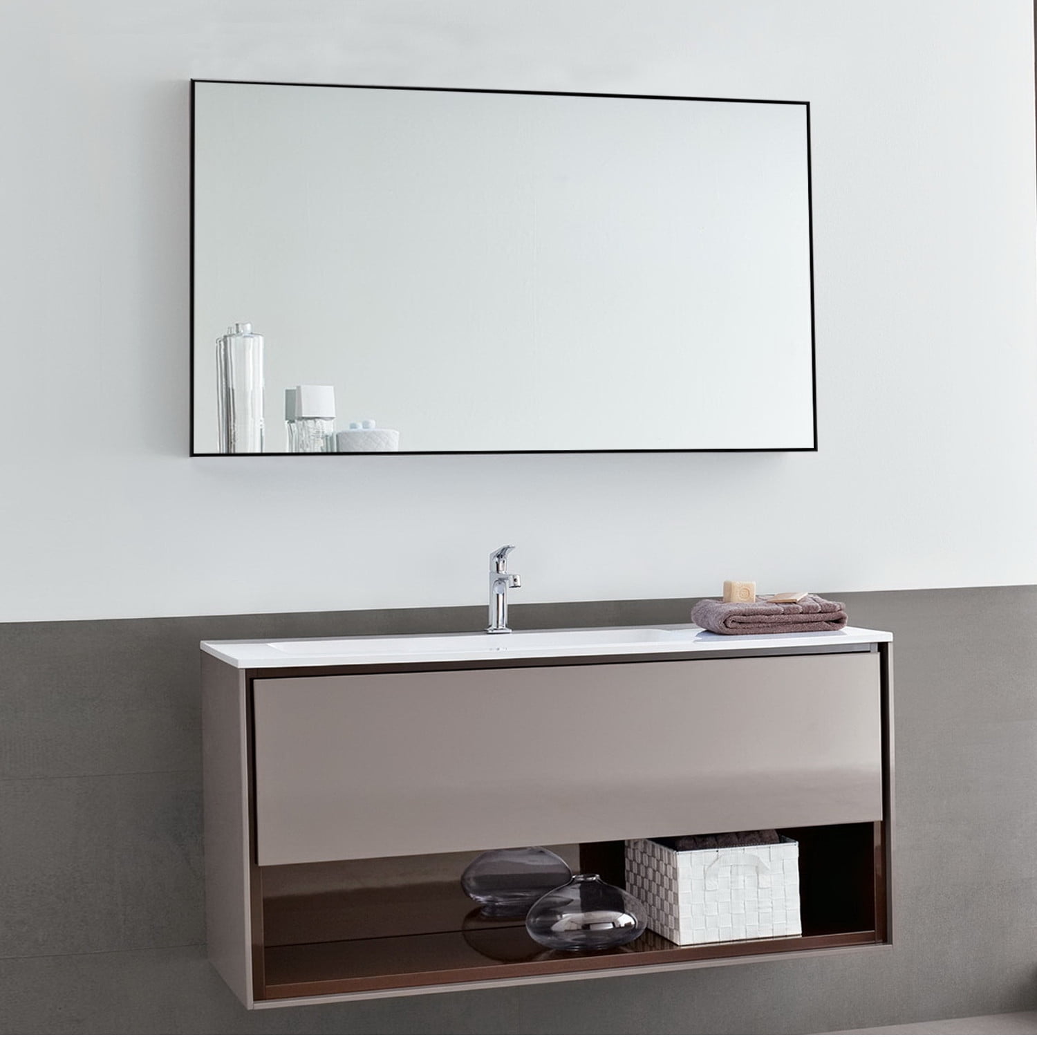 Jumbo Minimal Black Aluminum Full Length Vanity Mirror