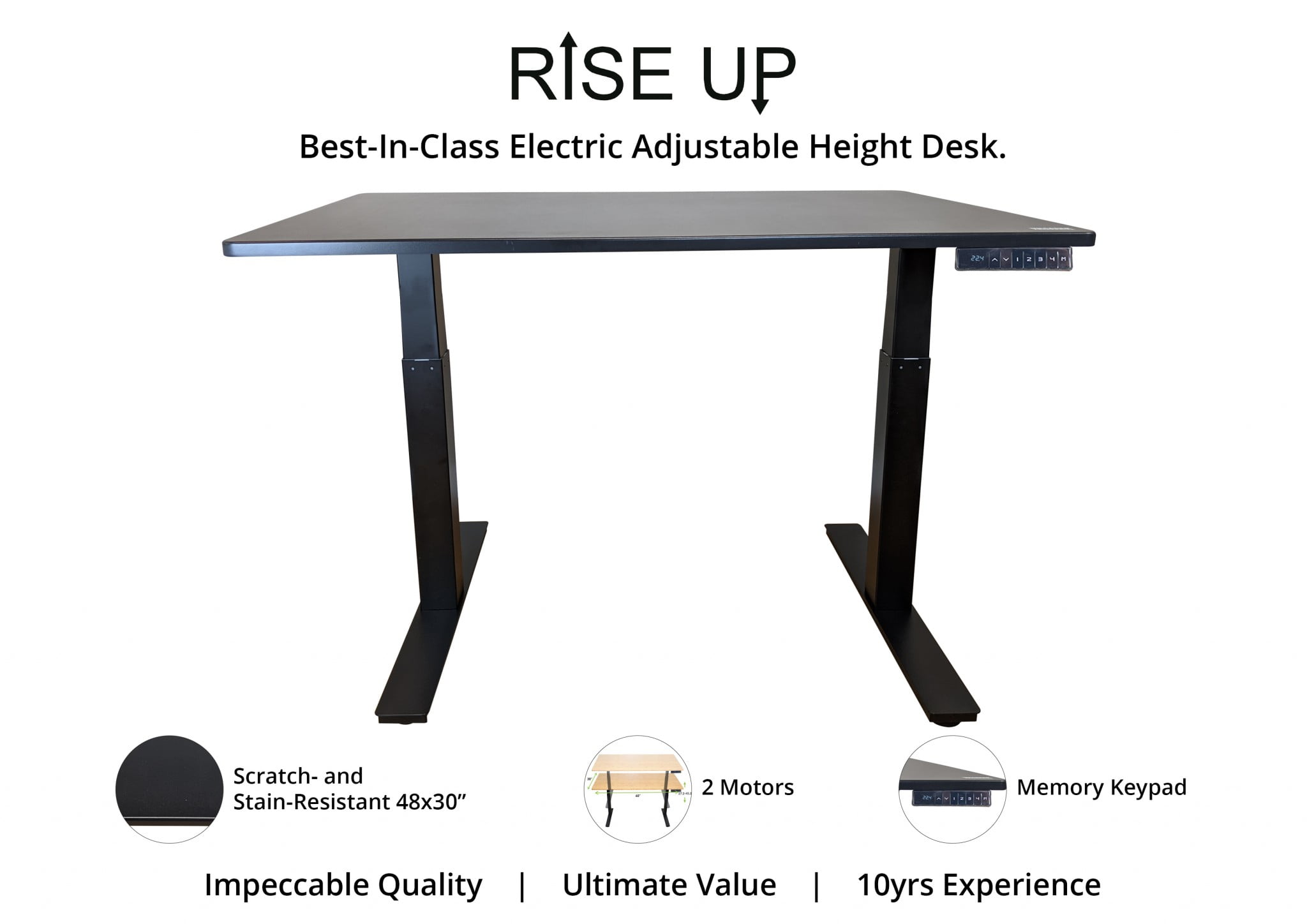 Premier Black Adjustable Height Standing Desk with Dual Motors