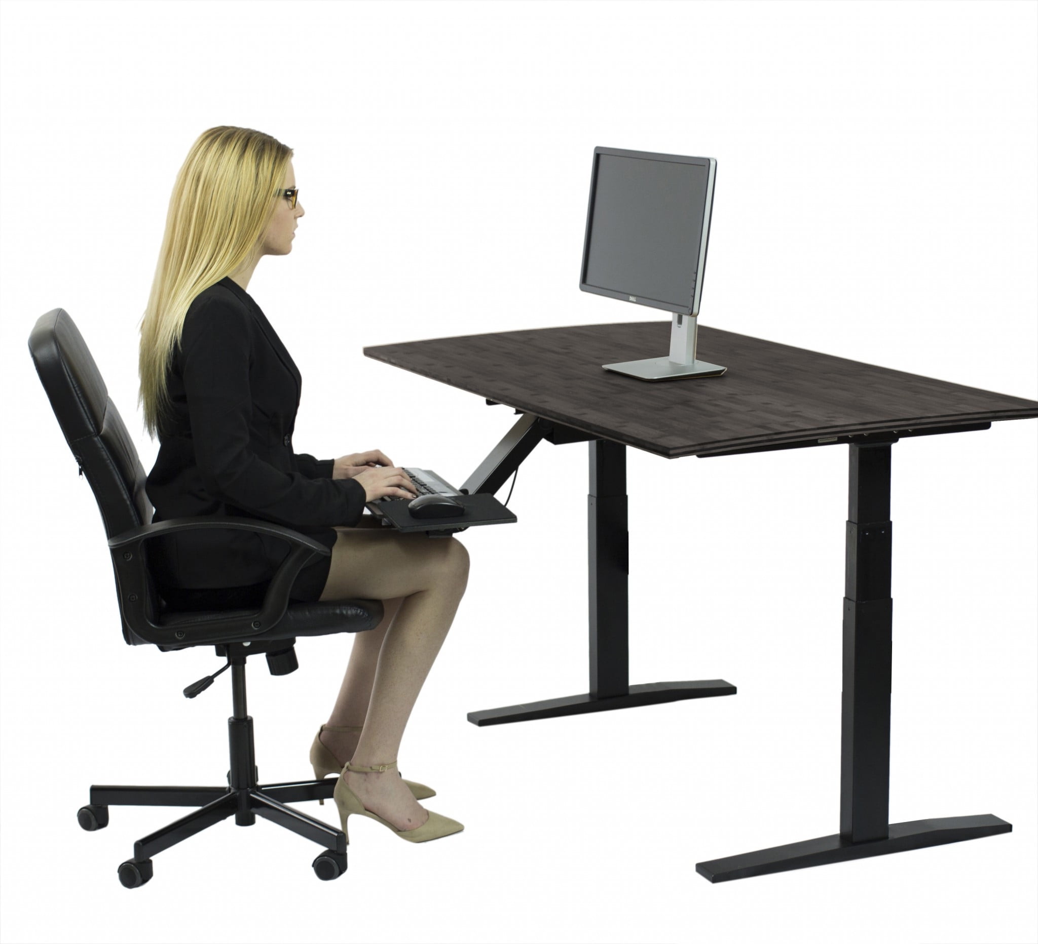 Premier 52" Black Electric Adjustable Standing Desk with Drawer & USB