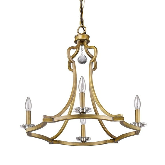 Peyton 4-Light Raw Brass Chandelier With Crystal Accents