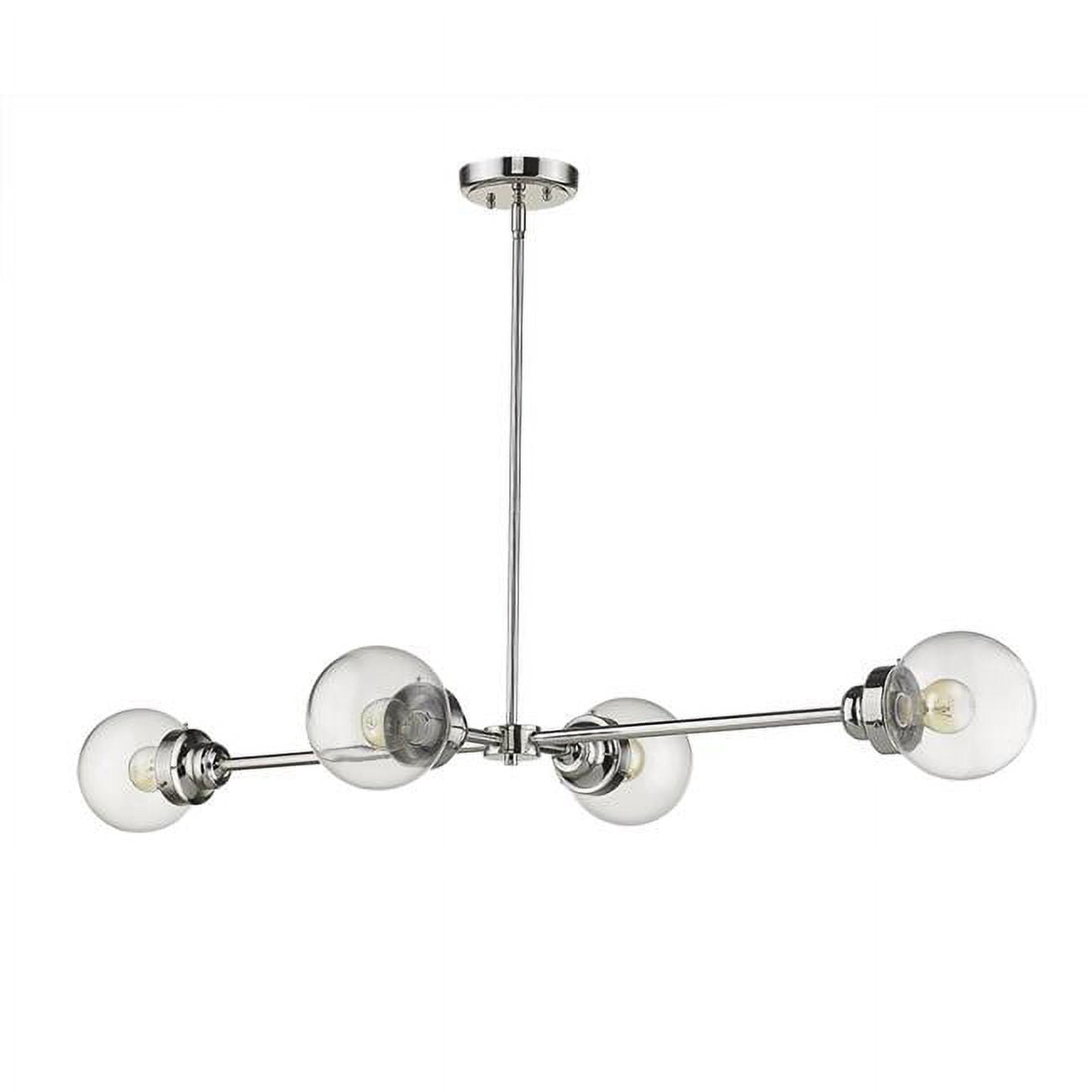 Polished Nickel 4-Light Globe Island Pendant with Clear Glass Shades