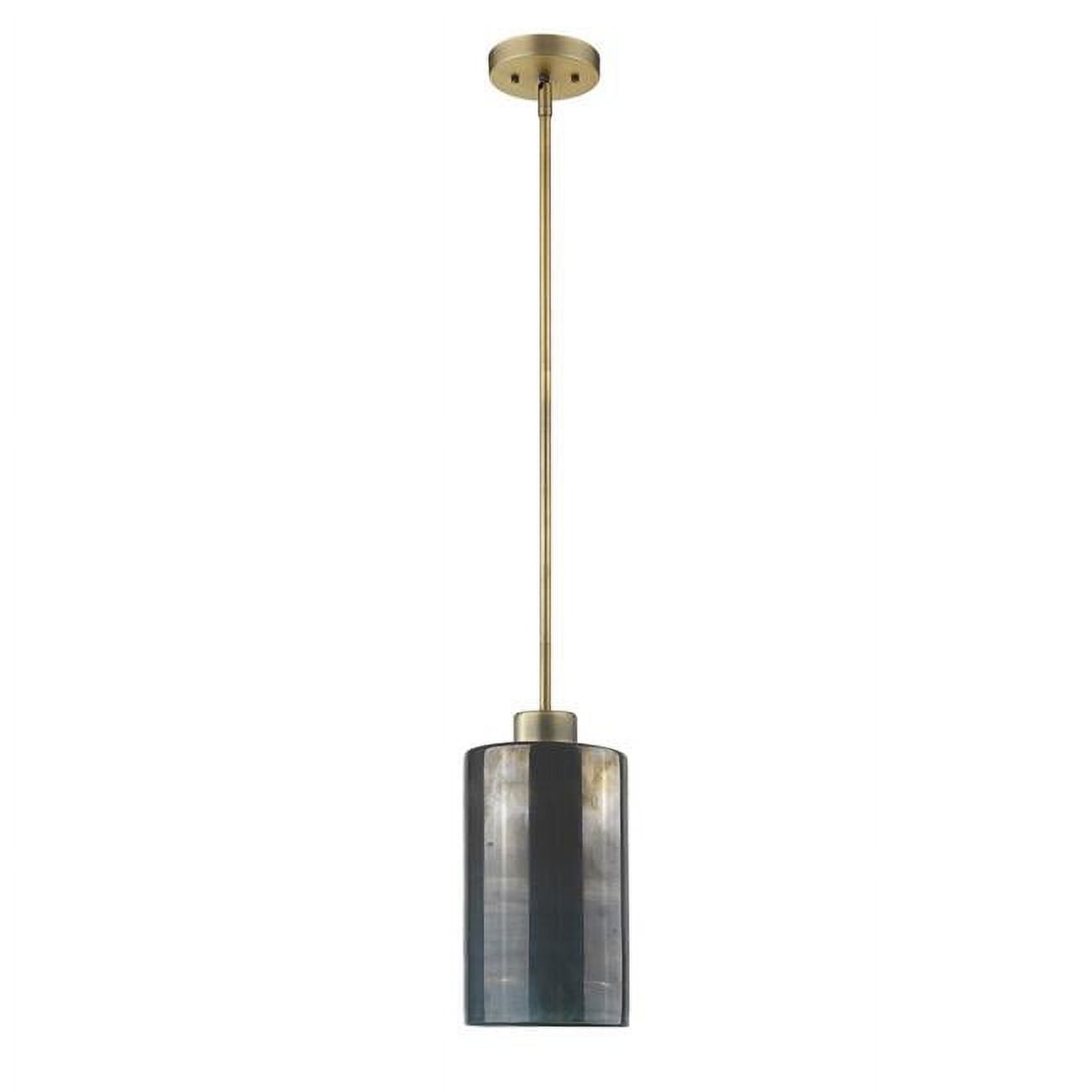 Monet Brass and Glass Drum Pendant with Colorful Illumination