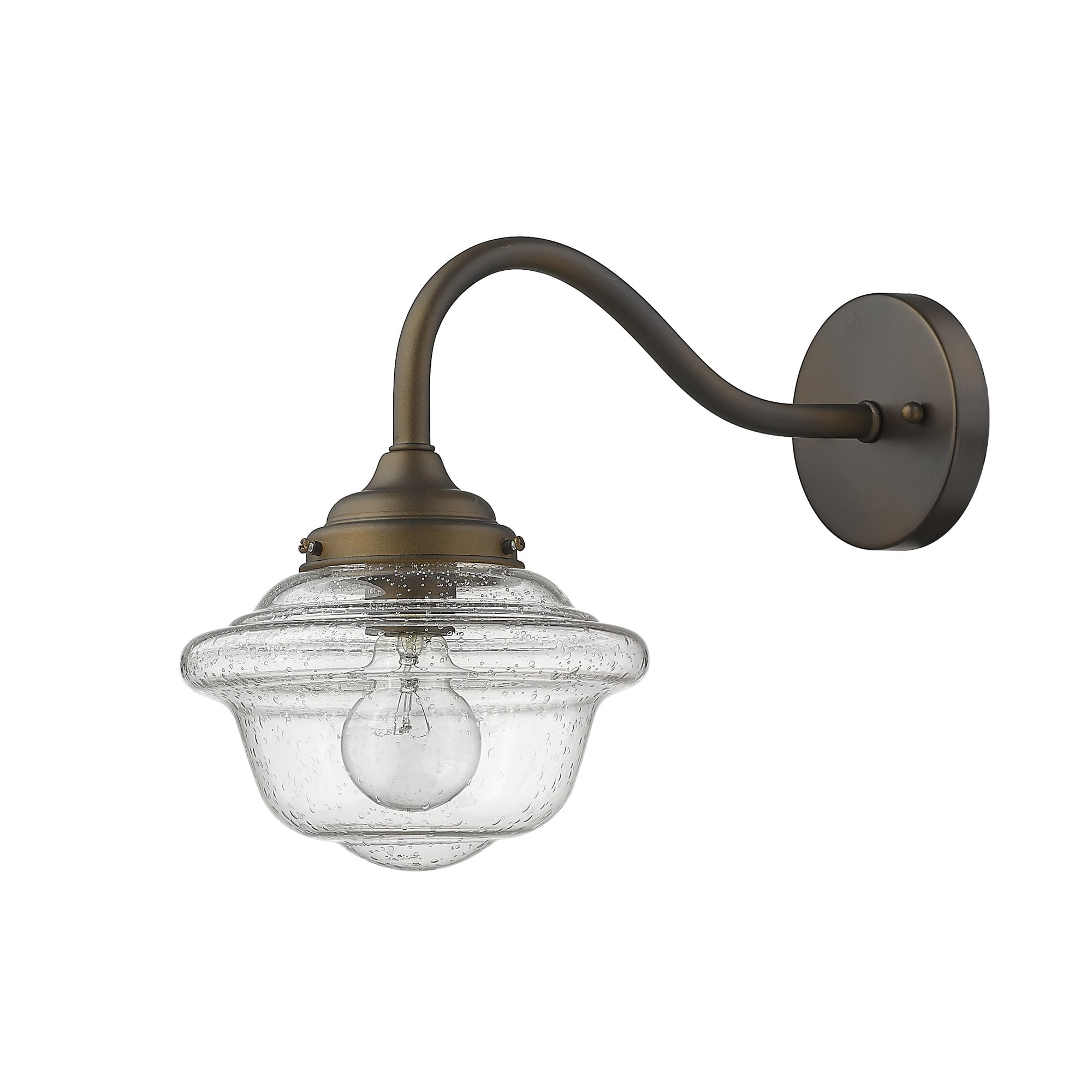 Vintage Schoolhouse Seeded Glass Bronze Wall Light