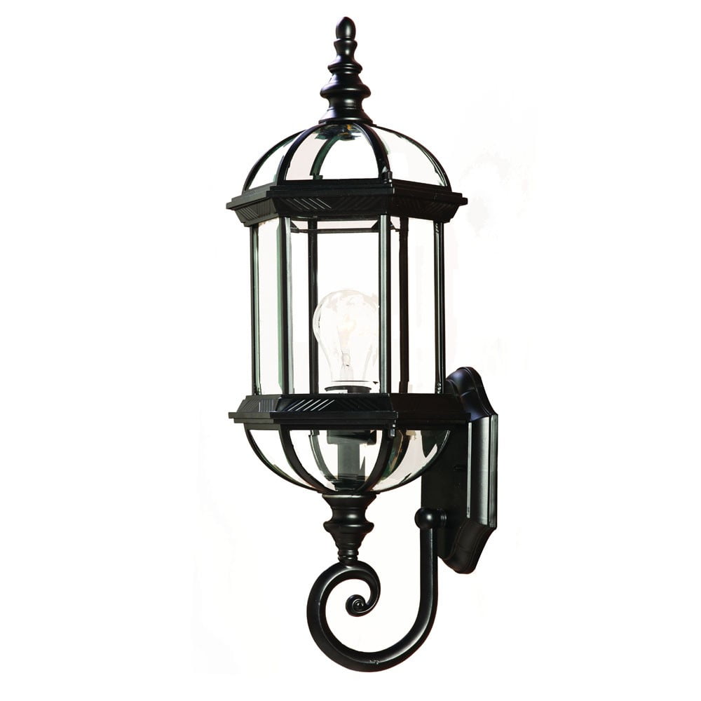 Matte Black Cylindrical Lantern Wall Light with Clear Glass