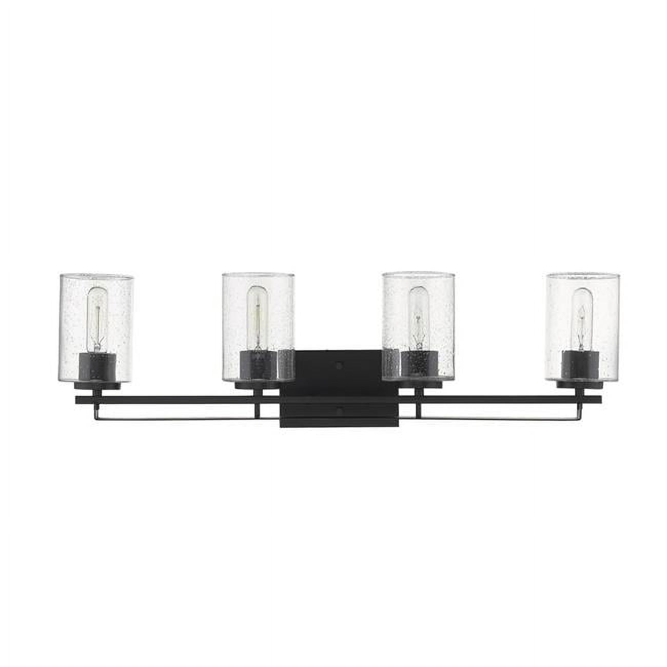 Orella Matte Black 31.5" LED Wall Sconce with Seedy Glass