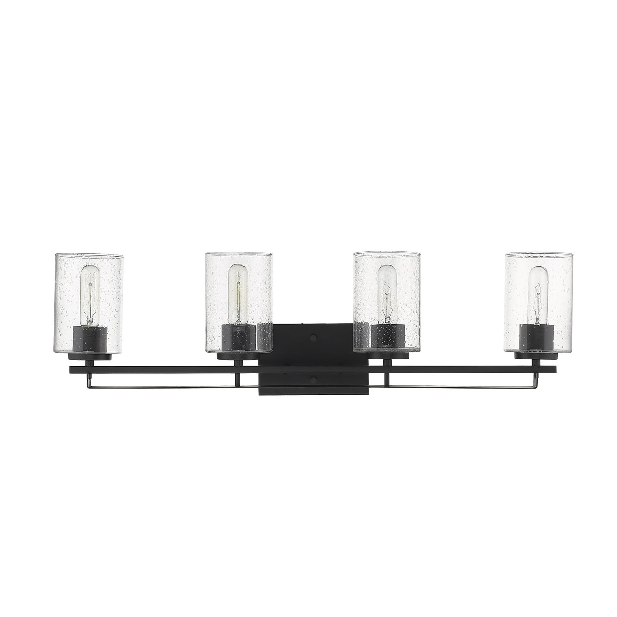 Orella Matte Black 31.5" LED Wall Sconce with Seedy Glass