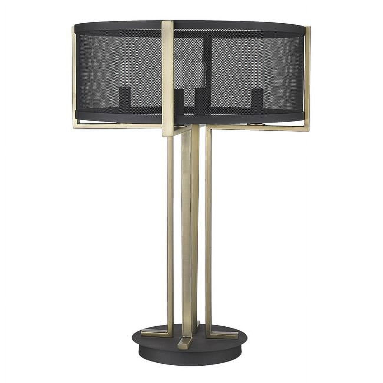 Sleek Matte Black Metal 4-Light Column Table Lamp with Drum Shade
